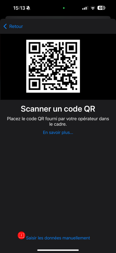 iOS - étape 5 : Scannez le QR code MyFlySim