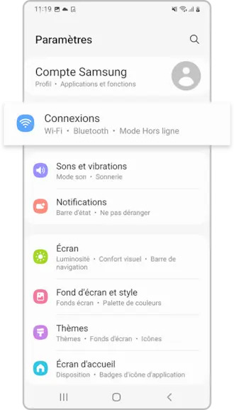 Samsung - étape 1 : Ouvrez Paramètres